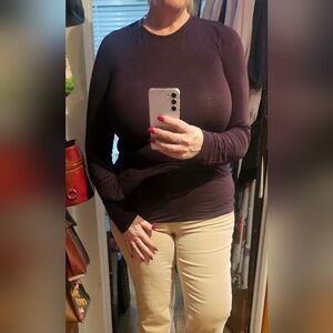 Babaton Dark Purple Long Sleeve Top With Cut Out Back